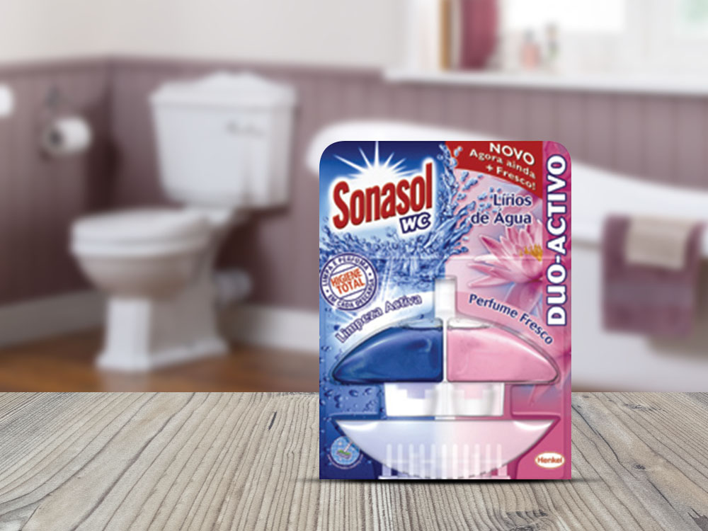 Bolha Sonasol WC Duo Activo com sanita ao fundo.
