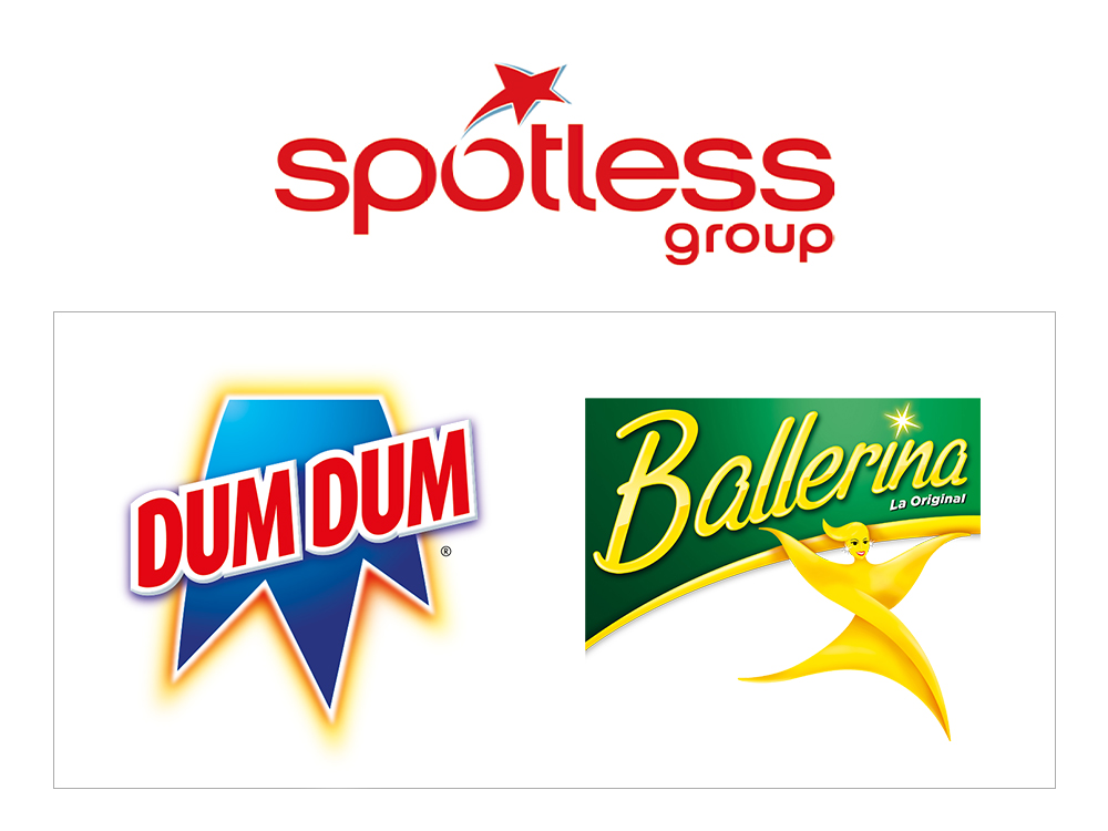 Logotipos da marca Spotless Dum Dum e Ballerina