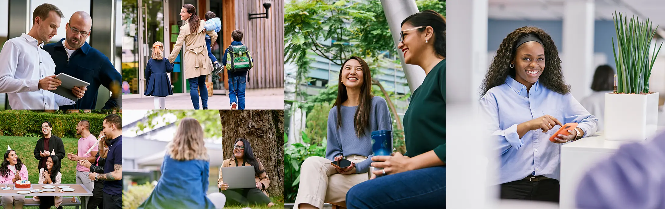 Colagem do ambiente de trabalho da Henkel, refletindo que, na Henkel, podes construir a tua carreira.