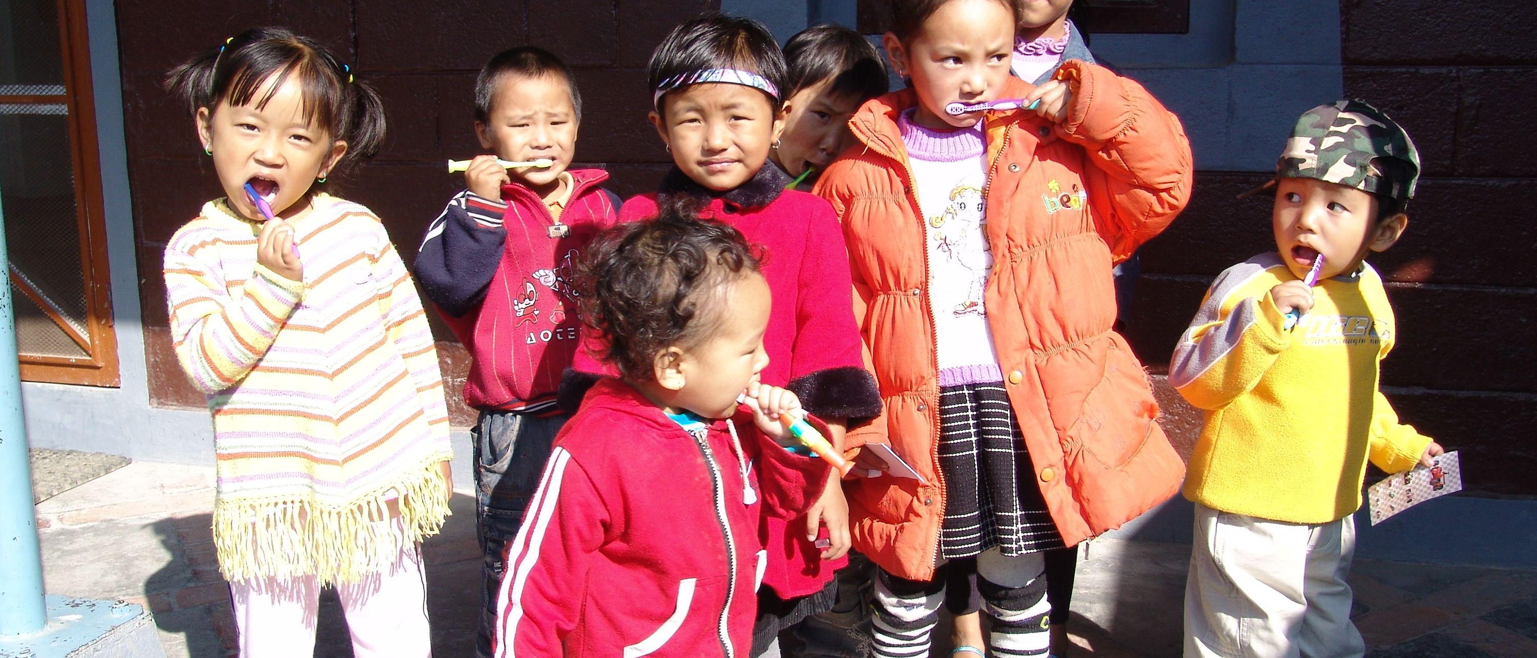 The team teaches lessons on the basics of general hygiene – including how to brush your teeth properly.