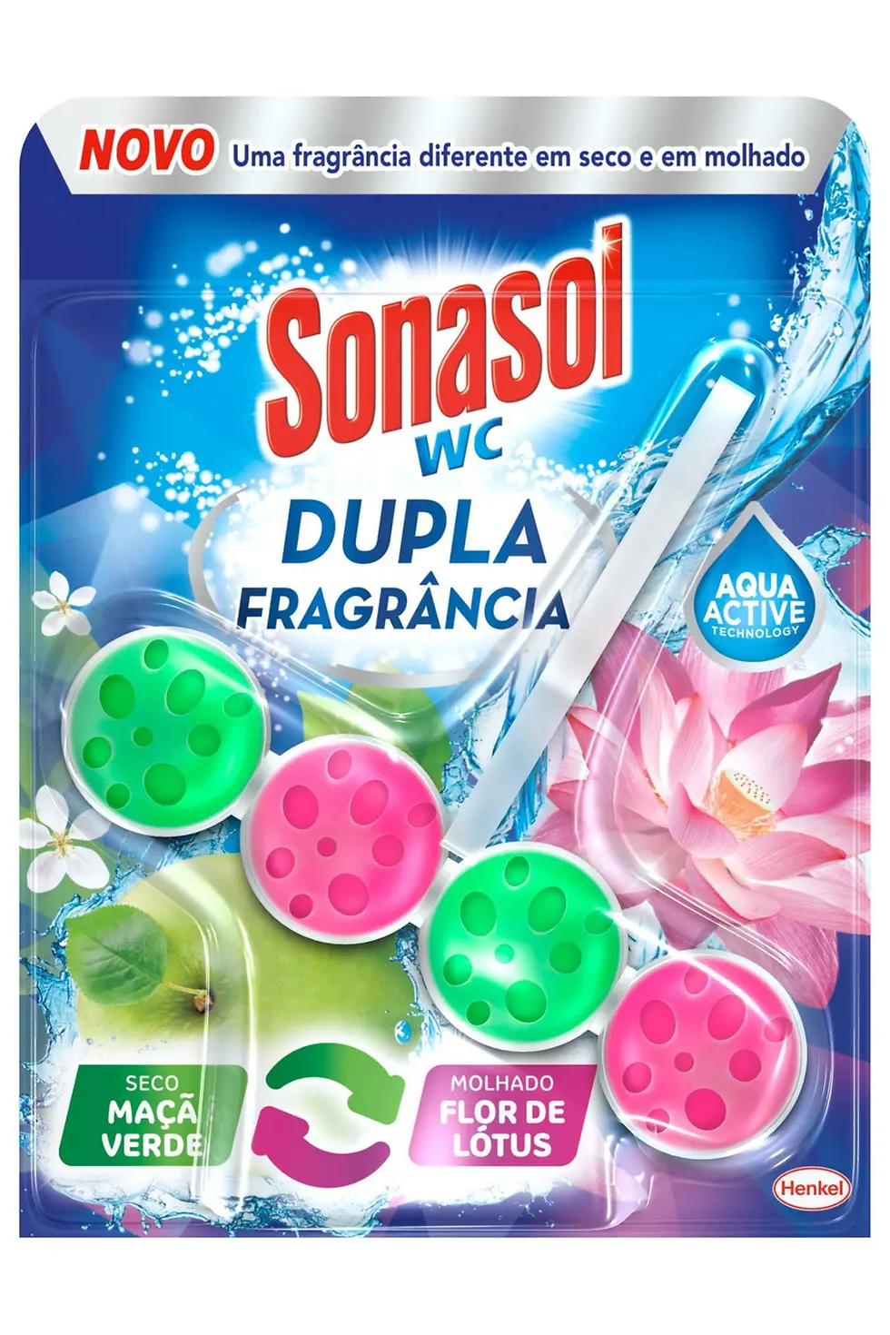Sonasol WC Dupla Fragrância Maçã Verde e Flor de Lótus 