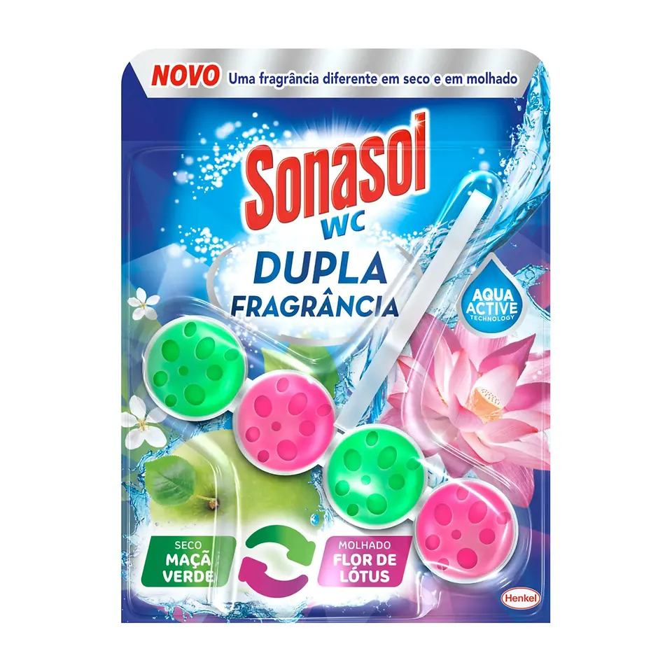 Sonasol WC Dupla Fragrância Maçã Verde e Flor de Lótus 